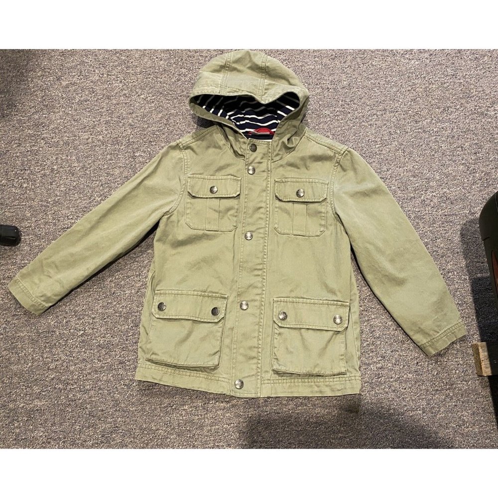 Hanna Andersson Olive Fall Duffle Jacket 130 8 EUC